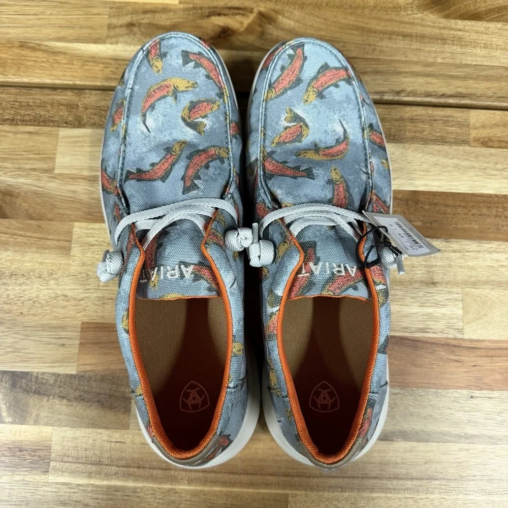 NWT Ariat Men's Hilo Olive Rinbow Trout Boat Shoe Size 10 D